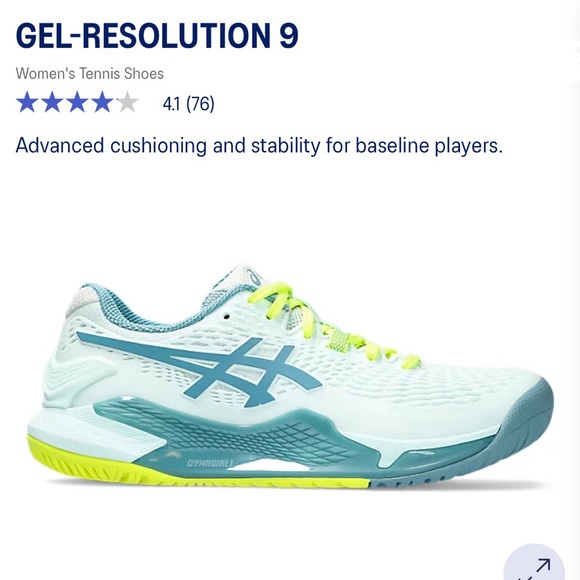 Asics Tennis Sneakers- Gel resolution 9, Size 7 WIDE - Picture 4 of 5